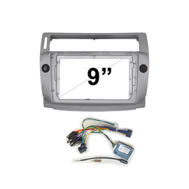 9 Inch Facia & HARNESS FACITROENC4200420099 Panel Fascia Dash Plate Panel suits Citroen C4 2004-2009