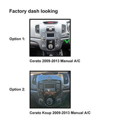 9 Inch Facia F9KA37 Fascia Dash Plate Panel For Kia Cerato Koup Manual A/C 2009-2013 Black