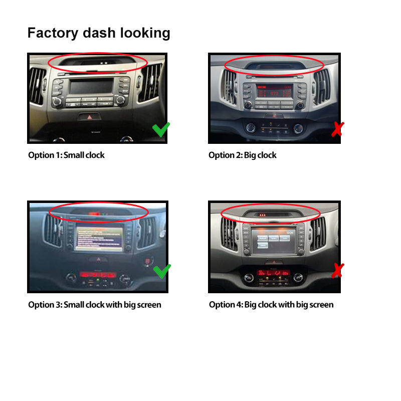 Double 2 DIN F7KA7 Facia Kit Panel Fascia Dash Plate For Kia Sportage SL 2010-2015 Small Clock Display