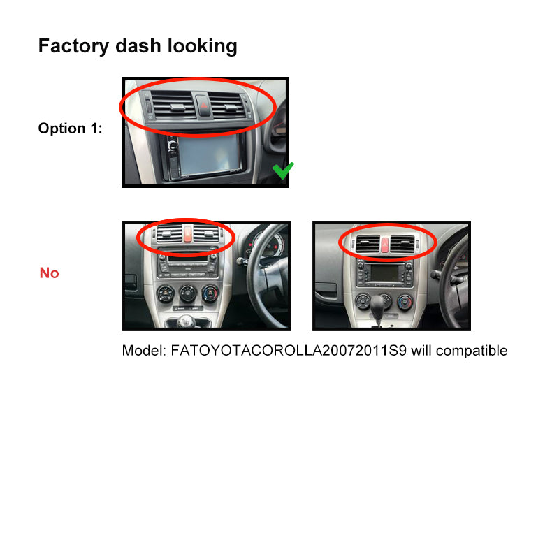 9 Inch Facia FATOYOTACOROLLA20072011L9 Fascia Dash Plate Panel Compatible With Toyota Corolla 2007-2011 Large