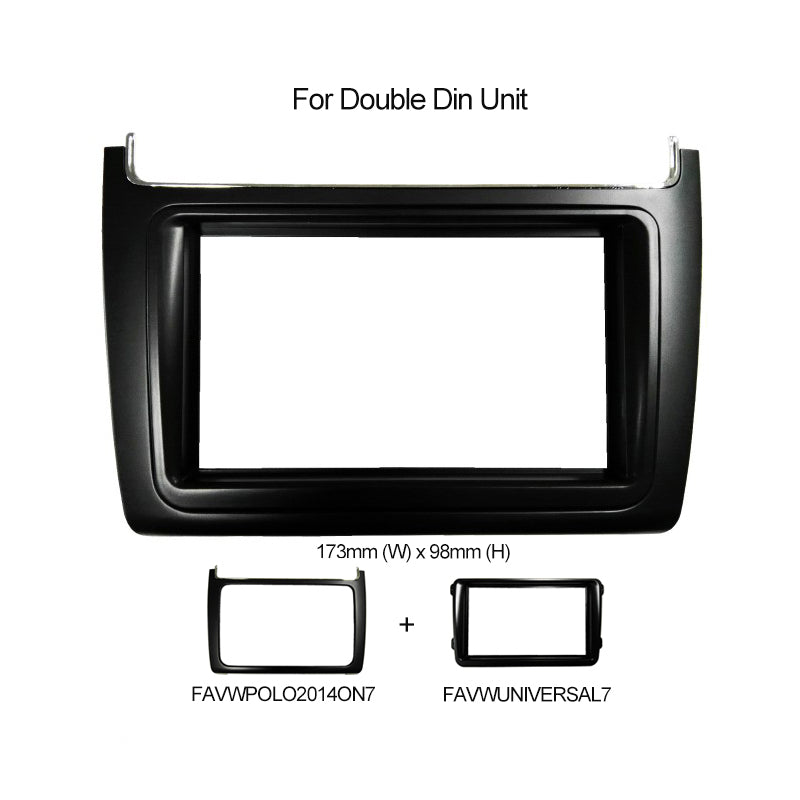 Double 2 DIN FAVWPOLO2014ON7 Facia Kit Fascia Panel Plate Dash For Volkswagen VW Polo 2014+