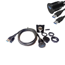 Load image into Gallery viewer, USBUN4 Dual USB 3.0 Female Type C Extension Cable Flush Mount Mounting Bracket Socket 30mm
