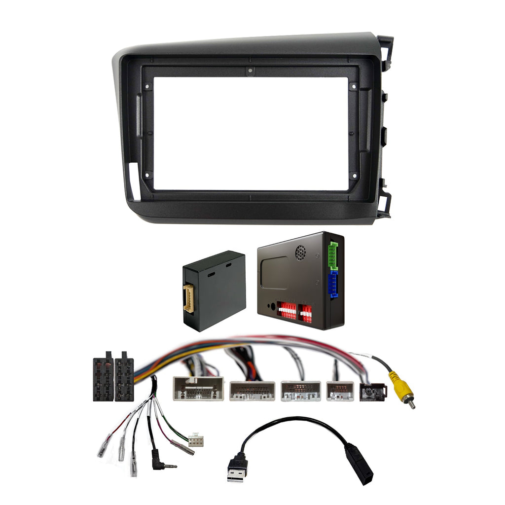 CAC F9HD6K3S 9 Inch Fascia Kit Compatible with Honda Civic 2012-2015 Sedan Dash 3 With Side Camera