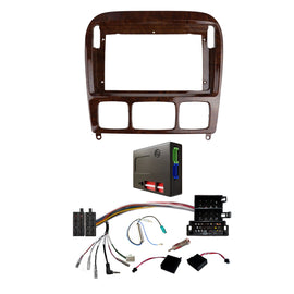 CAC F9MB9K1W 9 Inch Fascia Kit Compatible with Mercedes S-Class 1998-2005 W220 Wood
