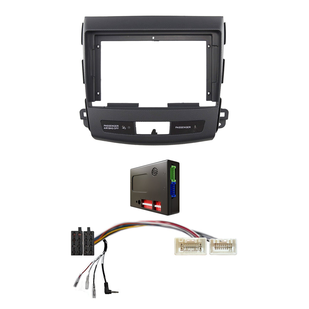CAC F9MT8K3 9 Inch Fascia Kit Compatible with Mitsubishi Outlander 2007-2012 Dash 2 Rockford Fosgate