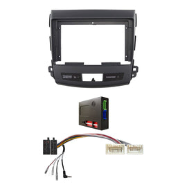 CAC F9MT8K3 9 Inch Fascia Kit Compatible with Mitsubishi Outlander 2007-2012 Dash 2 Rockford Fosgate