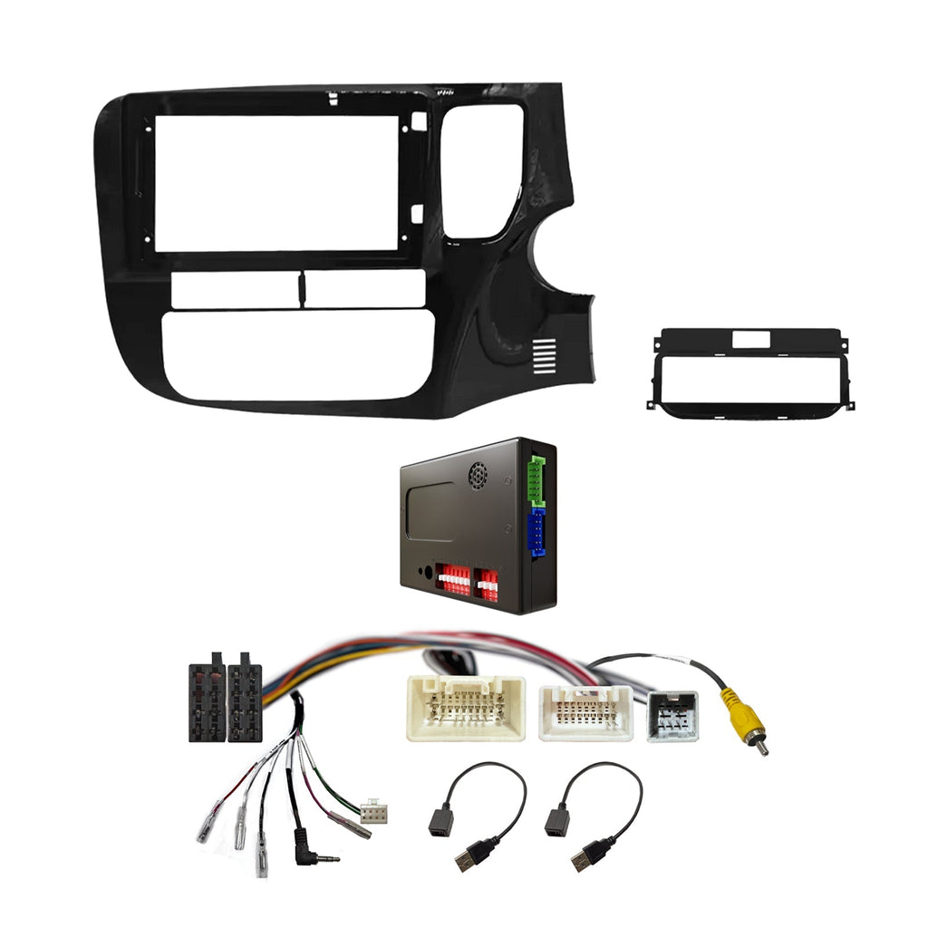 CAC F9MT9K4 9 Inch Fascia Kit Compatible with Mitsubishi Outlander 2013-2019 Rockford Fosgate Factory 360° Camera