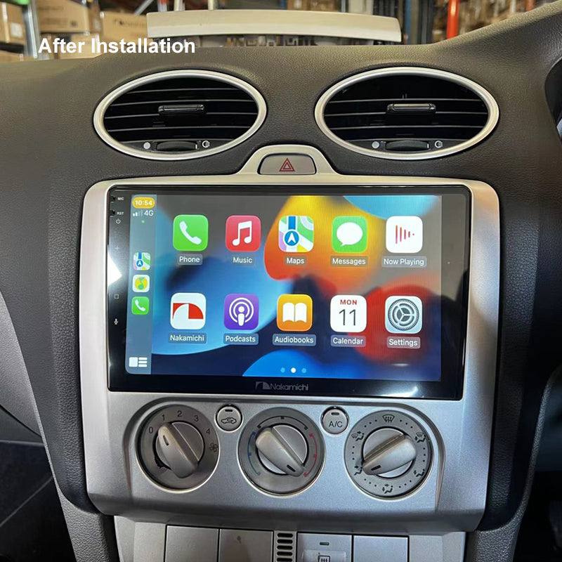 Nakamichi Android NA9FORDFOCUSAUTO20042011 Wireless Apple Carplay Android Auto Sat Nav Solution compatible with Ford Focus Auto Air Con 2004-2011