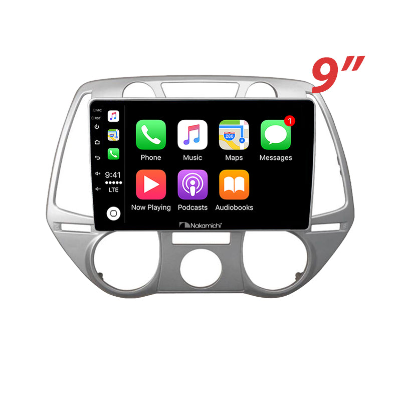 Nakamichi Android NA9HYUNDAII2020102012 Wireless Apple Carplay Android Auto Sat Nav Solution compatible with Hyundai i20 2010-2012
