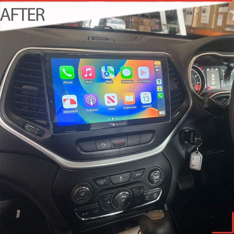 Nakamichi Android NAXJEEPCHEROKEE2015ON Wireless Apple Carplay Android auto Sat Nav solution compatible with Jeep Cherokee 2015+
