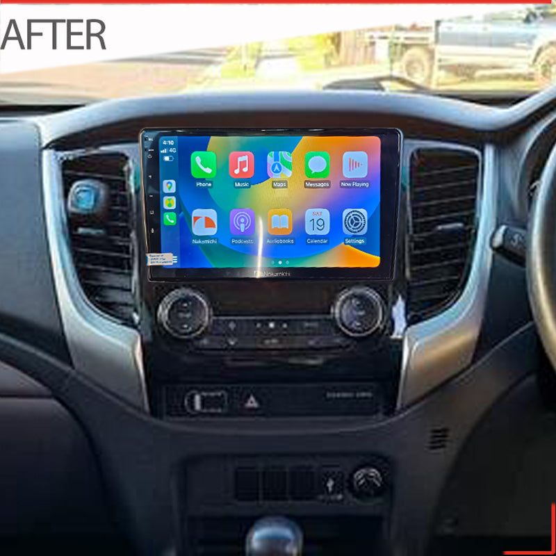 Nakamichi Android NA9MITSUBISHITRITONAUTO20152018 Wireless Apple Carplay Android Auto Sat Nav Solution compatible with Mitsubishi Triton Auto A/C 2015-2018